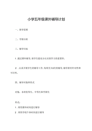 小学五年级课外辅导计划.docx