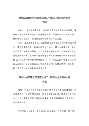 基层法庭庭长学习贯彻党的二十届三中全会精神心得体会8篇（最新版）.docx