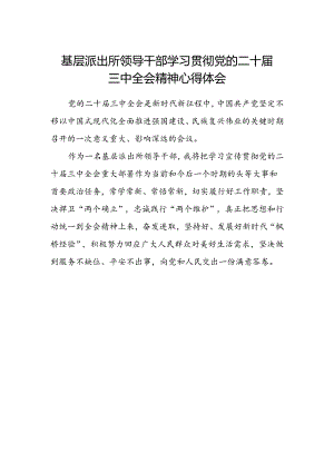 基层派出所领导干部学习贯彻党的二十届三中全会精神心得体会.docx