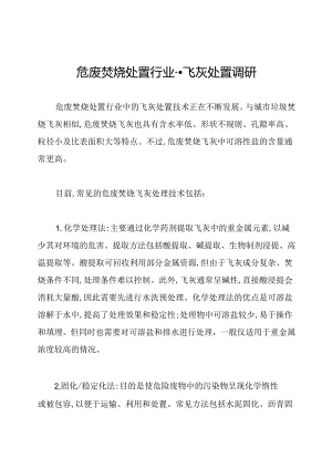 危废焚烧处置行业--飞灰处置调研.docx