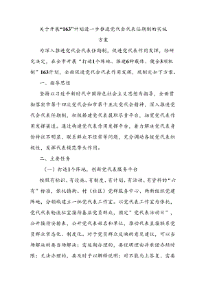 关于开展“163”计划进一步推进党代会代表任期制的实施方案.docx