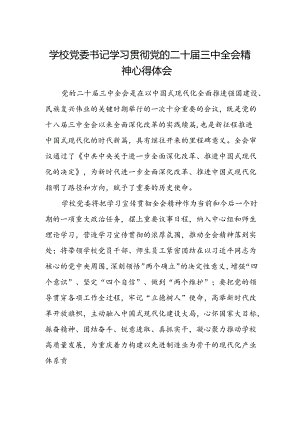 学校党委书记学习贯彻党的二十届三中全会精神心得体会.docx