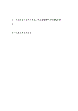 审计局党员干部党的二十届三中全会精神学习研讨发言材料和审计成果运用五大路径.docx