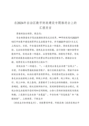 在2024年自治区数字财政建设专题推进会上的汇报发言.docx