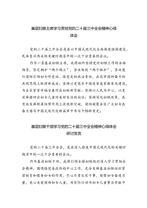 基层妇联主席学习贯彻党的二十届三中全会精神心得体会5篇供参考.docx