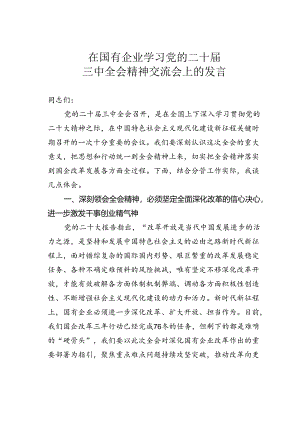 在国有企业学习党的二十届三中全会精神交流会上的发言.docx