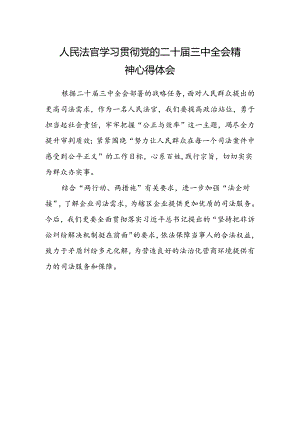 人民法官学习贯彻党的二十届三中全会精神心得体会 .docx