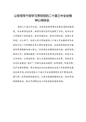 公安领导干部学习贯彻党的二十届三中全会精神心得体会.docx