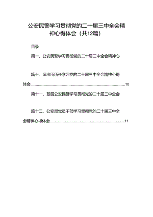 公安民警学习贯彻党的二十届三中全会精神心得体会范文12篇专题资料.docx
