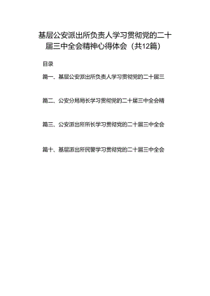 基层公安派出所负责人学习贯彻党的二十届三中全会精神心得体会12篇（精选）.docx