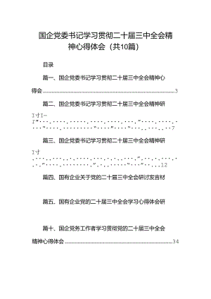 国企党委书记学习贯彻二十届三中全会精神心得体会（共10篇）.docx