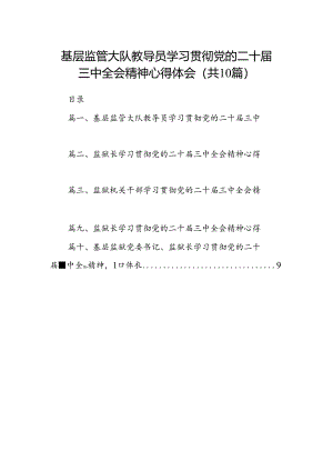 基层监管大队教导员学习贯彻党的二十届三中全会精神心得体会10篇（精选）.docx