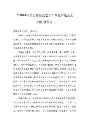 在2024年集团基层党建工作专题推进会上的汇报发言稿.docx