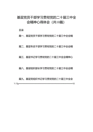 基层党员干部学习贯彻党的二十届三中全会精神心得体会10篇（详细版）.docx