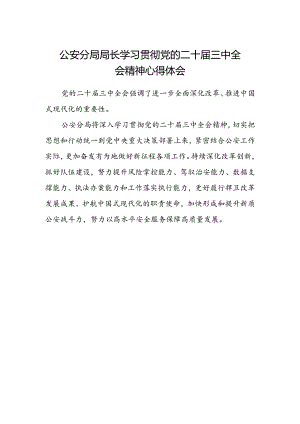 公安分局局长学习贯彻党的二十届三中全会精神心得体会范本.docx