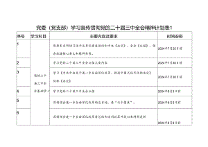 单位党委党支部深入学习贯彻党的二十届三中全会精神学习计划安排表2份.docx