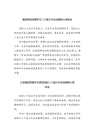 基层网安民警学习二十届三中全会精神心得体会5篇（详细版）.docx