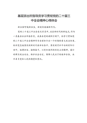 基层派出所指导员学习贯彻党的二十届三中全会精神心得体会.docx