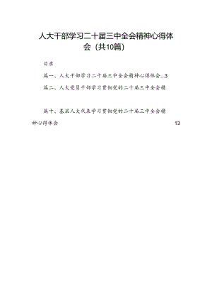 人大干部学习二十届三中全会精神心得体会10篇（精选）.docx