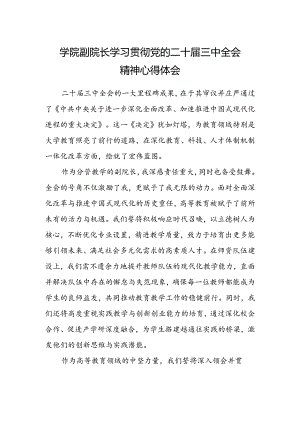 学院副院长学习贯彻党的二十届三中全会精神心得体会.docx