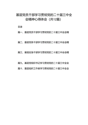 基层党员干部学习贯彻党的二十届三中全会精神心得体会 （汇编12份）.docx