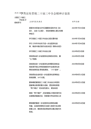 学习宣传贯彻二十届三中全会精神计划表.docx