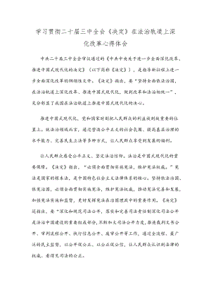 学习贯彻二十届三中全会《决定》在法治轨道上深化改革心得体会.docx