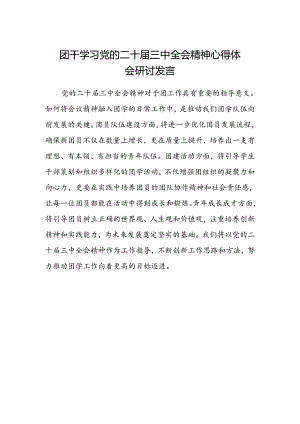 团干学习党的二十届三中全会精神心得体会研讨发言.docx