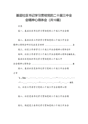 基层社区书记学习贯彻党的二十届三中全会精神心得体会10篇（详细版）.docx