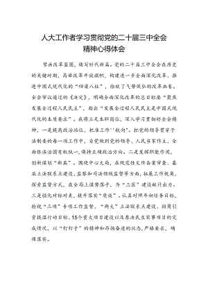 人大工作者学习贯彻党的二十届三中全会精神心得体会.docx