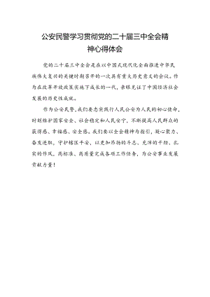 公安民警学习贯彻党的二十届三中全会精神心得体会范本.docx