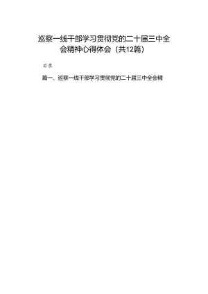 巡察一线干部学习贯彻党的二十届三中全会精神心得体会（共12篇）.docx