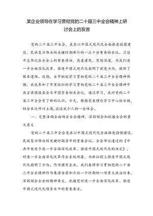 企业公司领导在学习贯彻党的二十届三中全会精神上研讨会上的发言材料.docx