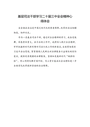 基层司法干部学习二十届三中全会精神心得体会.docx