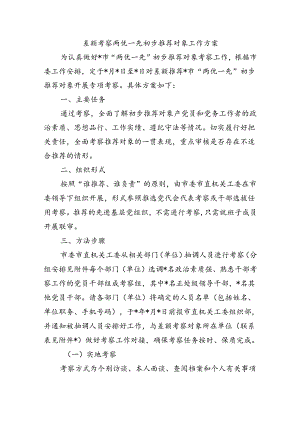 差额考察两优一先初步推荐对象工作方案.docx