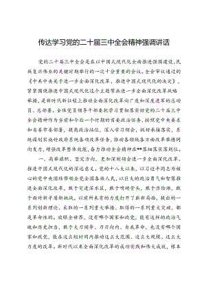 传达学习党的二十届三中全会精神强调讲话.docx