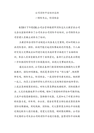 公司消防安全培训总结.docx