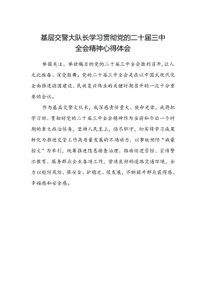 基层交警大队长学习贯彻党的二十届三中全会精神心得体会.docx