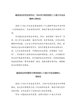 基层派出所党支部书记、所长学习贯彻党的二十届三中全会精神心得体会（共五篇）.docx