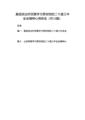 基层派出所民警学习贯彻党的二十届三中全会精神心得体会12篇（最新版）.docx