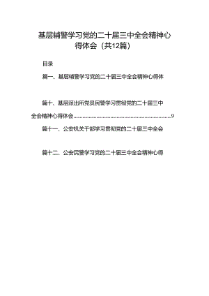 基层辅警学习党的二十届三中全会精神心得体会12篇（详细版）.docx