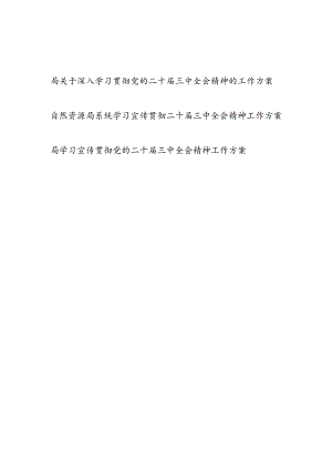 局关于深入学习宣传贯彻党的二十届三中全会精神的工作方案3篇.docx
