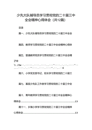 少先大队辅导员学习贯彻党的二十届三中全会精神心得体会12篇（精选）.docx
