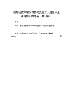 基层检察干警学习贯彻党的二十届三中全会精神心得体会10篇（详细版）.docx