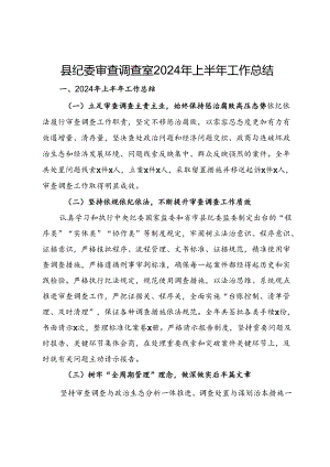 县纪委审查调查室2024年上半年工作总结.docx