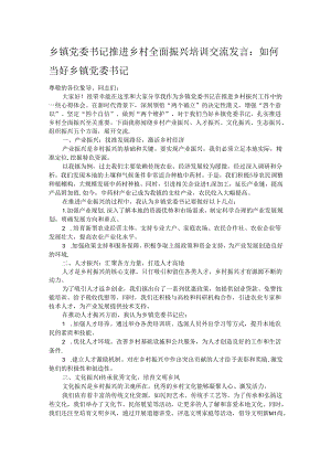 乡镇党委书记推进乡村全面振兴培训交流发言.docx