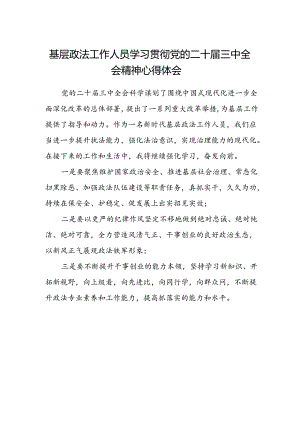 基层政法工作人员学习贯彻党的二十届三中全会精神心得体会.docx