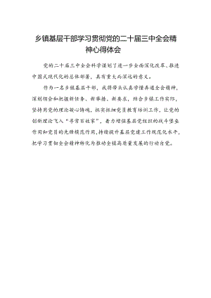 乡镇基层干部学习贯彻党的二十届三中全会精神心得体会.docx