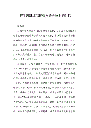 在生态环境保护委员会会议上的讲话.docx