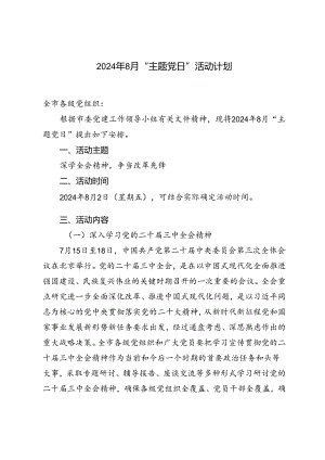 2篇 2024年8月“主题党日”活动计划活动内容.docx